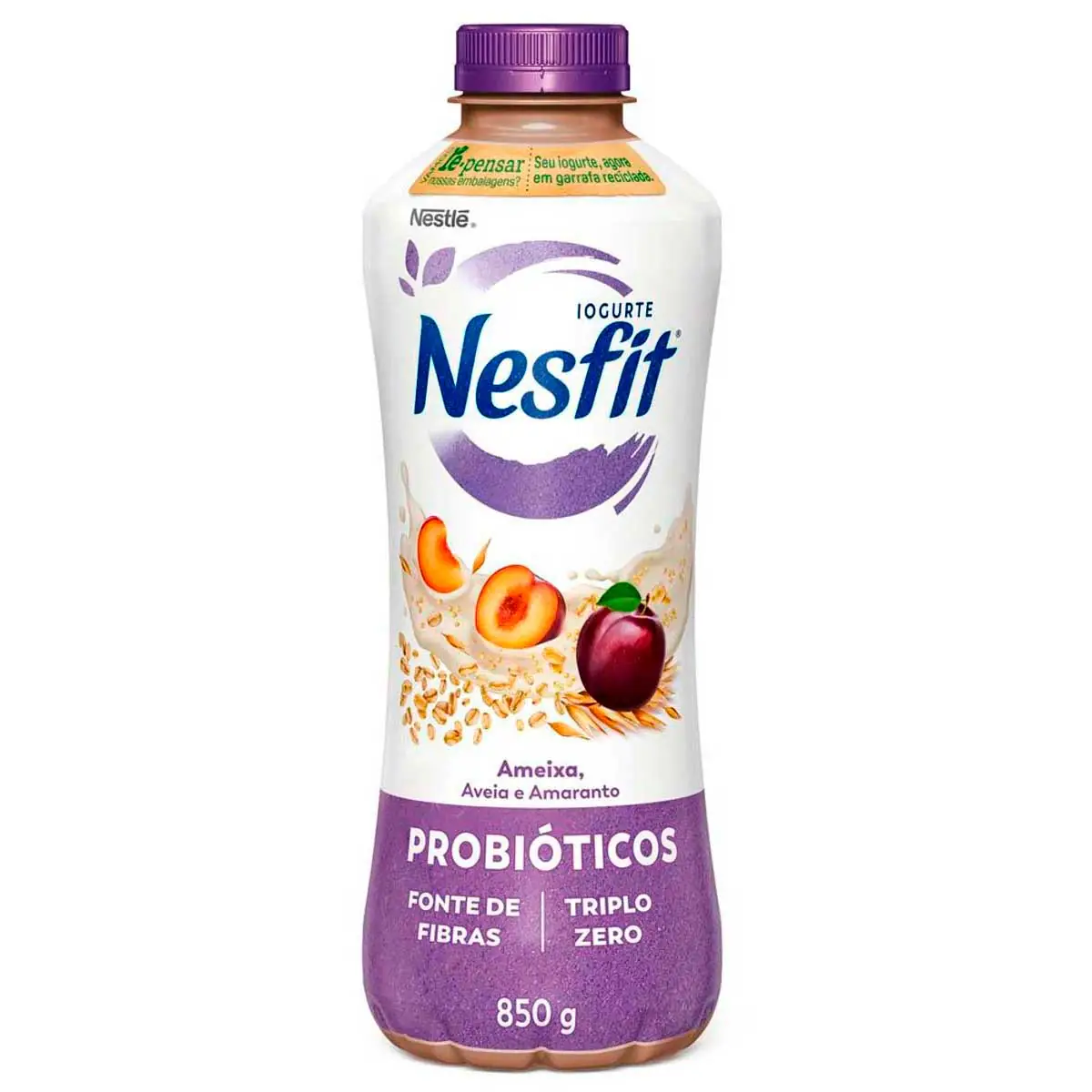 Iogurte Liquido Nesfit Ameixa Aveia Amaranto Zero Lactose Garrafa 850g é fonte de fibras e tem em sua composição probióticos.