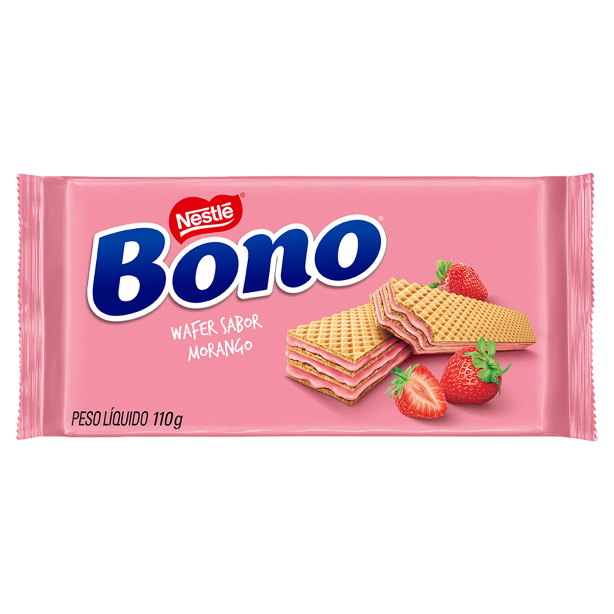 Biscoito Wafer Recheio Morango Bono Pacote 110g