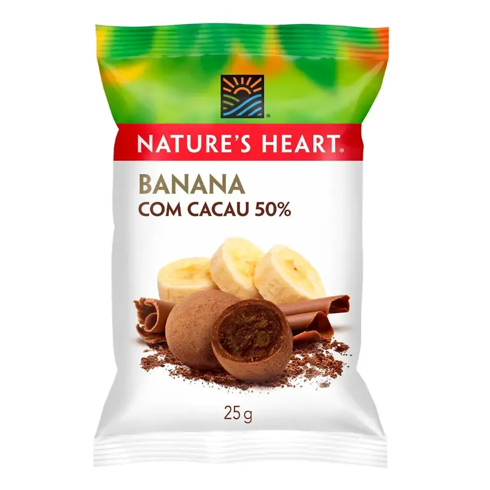 Snack Banana Com Cacau Natures Heart 25g