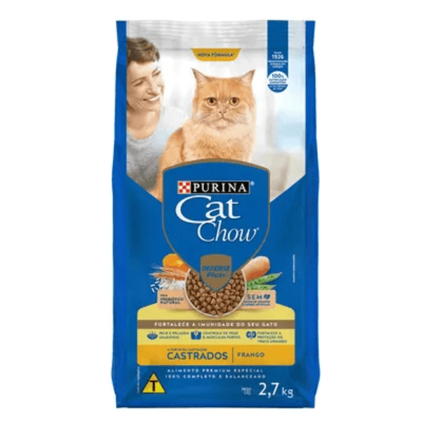 Ração Para Gatos Adultos Cat Chow Castrados Sabor Frango Purina 2,7kg