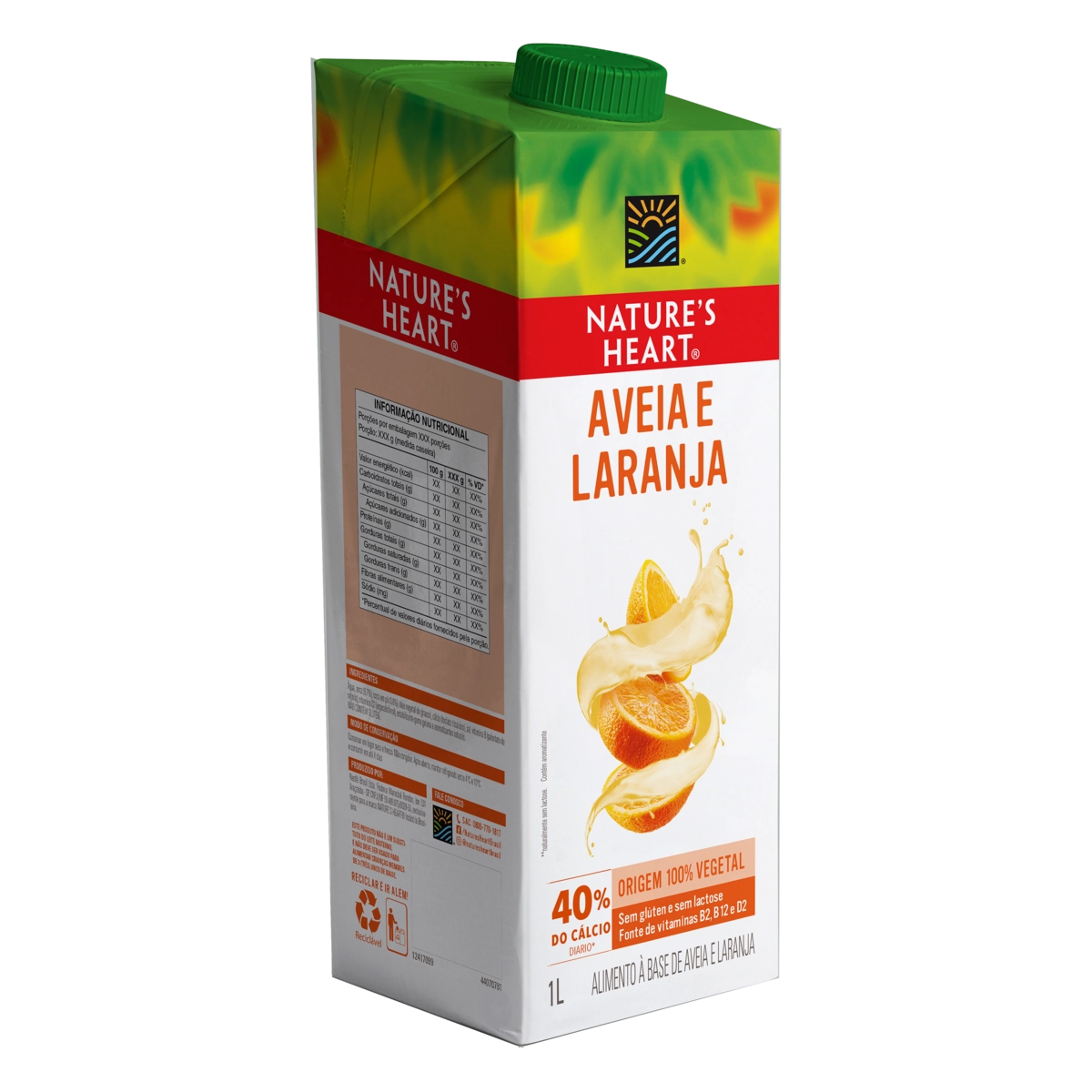 Bebida à Base De Aveia Laranja Natures Heart Caixa 1l