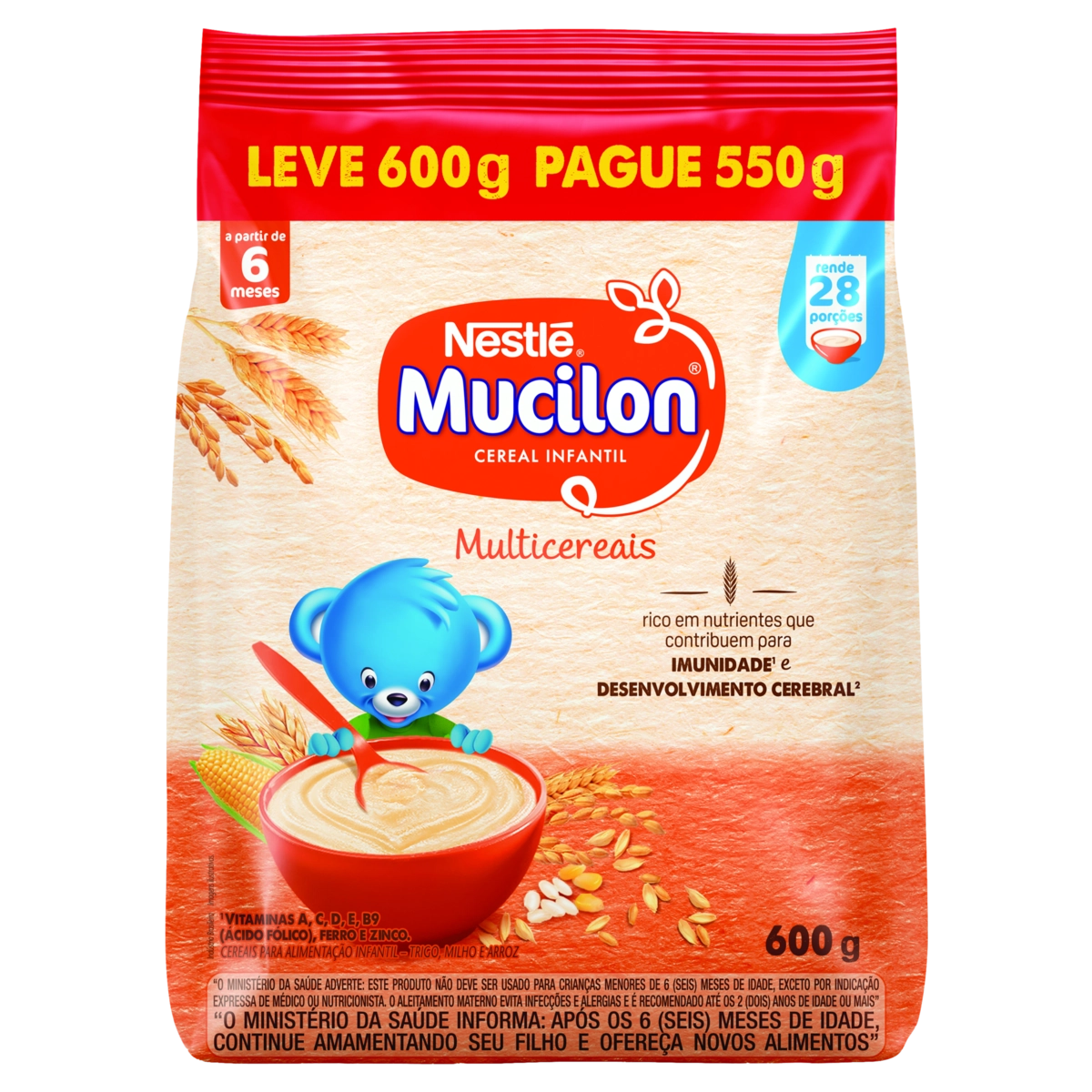 Cereal Infantil Multicereais Mucilon Pacote Leve 600g Pague 550g