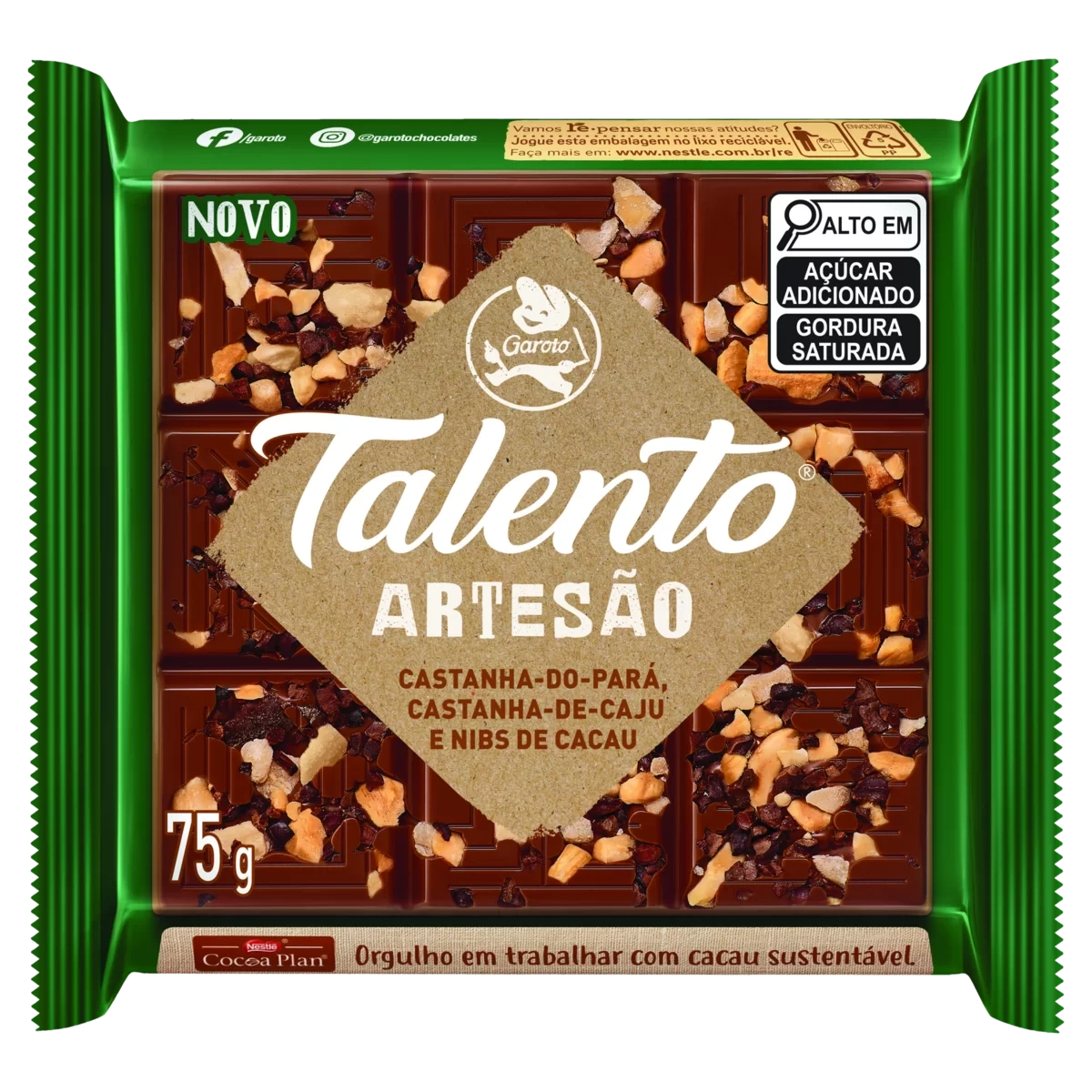 Talento Artesao Castanhas Do Para/caju/nibs 75g