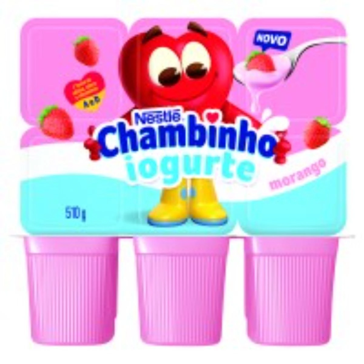 Iogurte Parcialmente Desnatado Morango Chambinho Bandeja 510g 6 Unidades