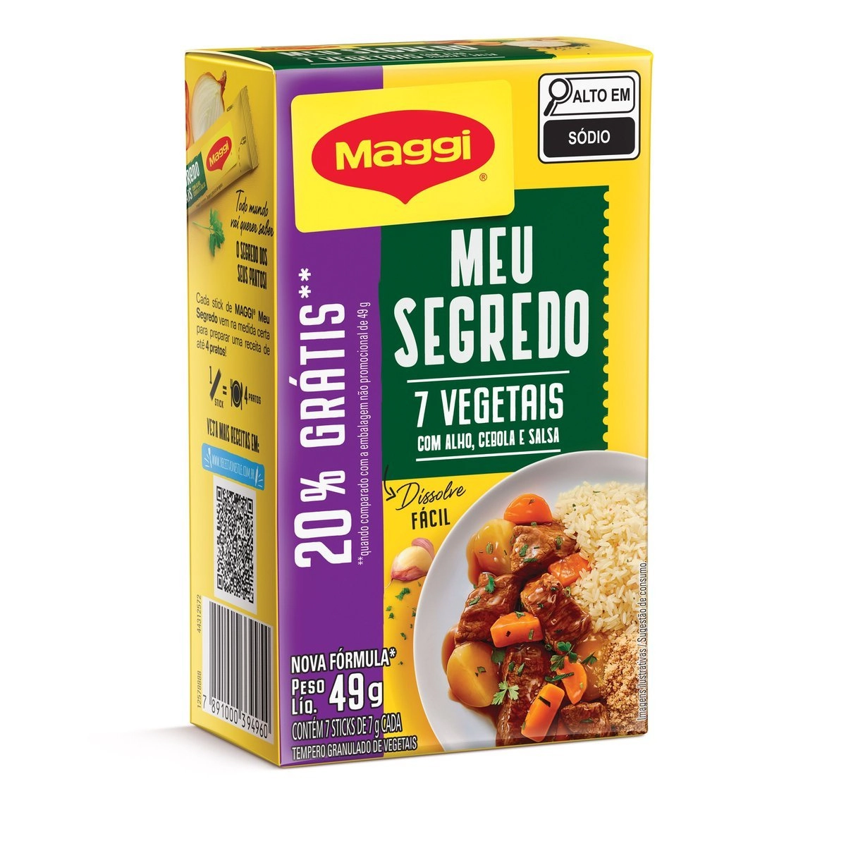 Tempero Granulado 7 Vegetais Maggi Meu Segredo Caixa 49g 7 Sticks Grátis 20