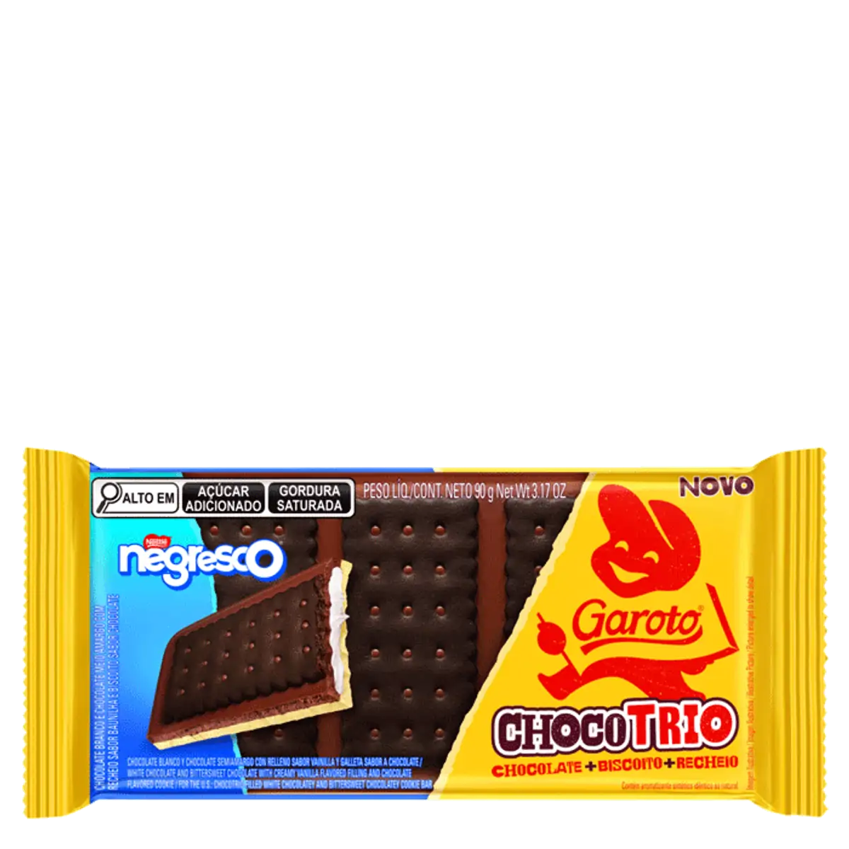 Chocolate Branco E Meio Amargo Recheio Negresco Garoto Chocotrio Pacote 90g