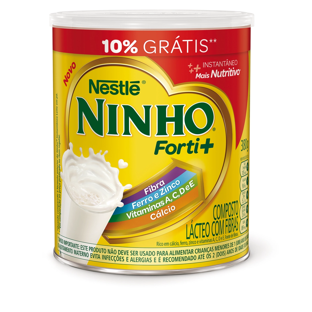 Leite Pó Instantâneo Integral Ninho Lata 380g Grátis 10