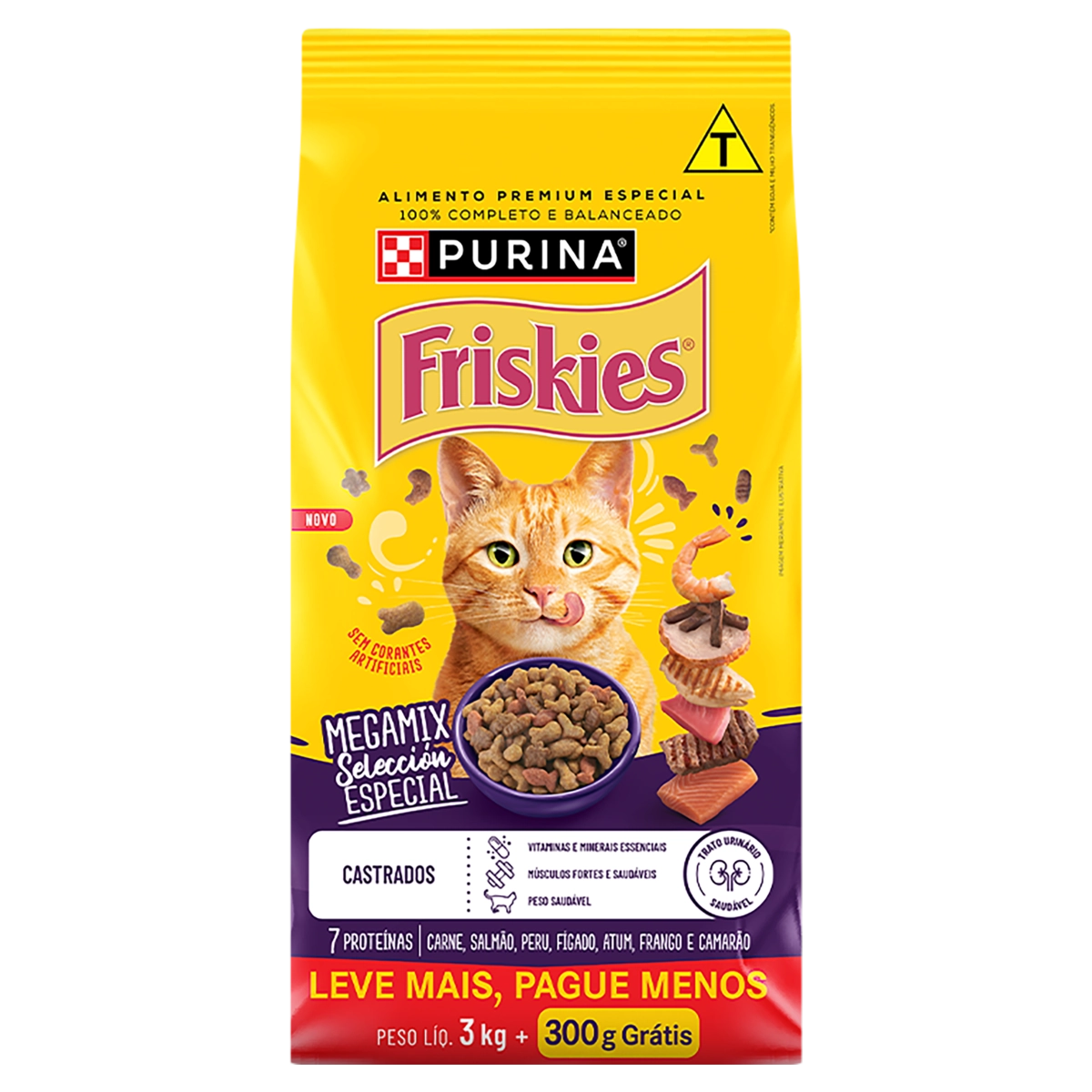 Alimento Para Gatos Castrados Adultos Megamix Purina Friskies Pacote 3,3kg Leve Mais Pague Menos