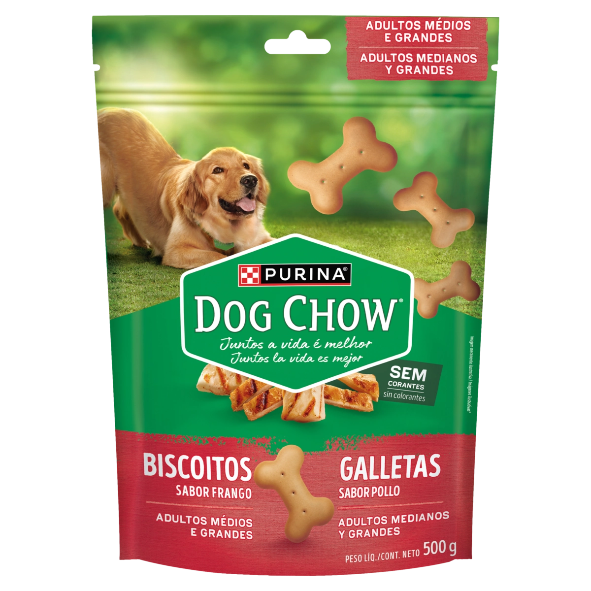 Biscoito Para Cães Raças Médias E Grandes Frango Purina Dog Chow Pouch 500g