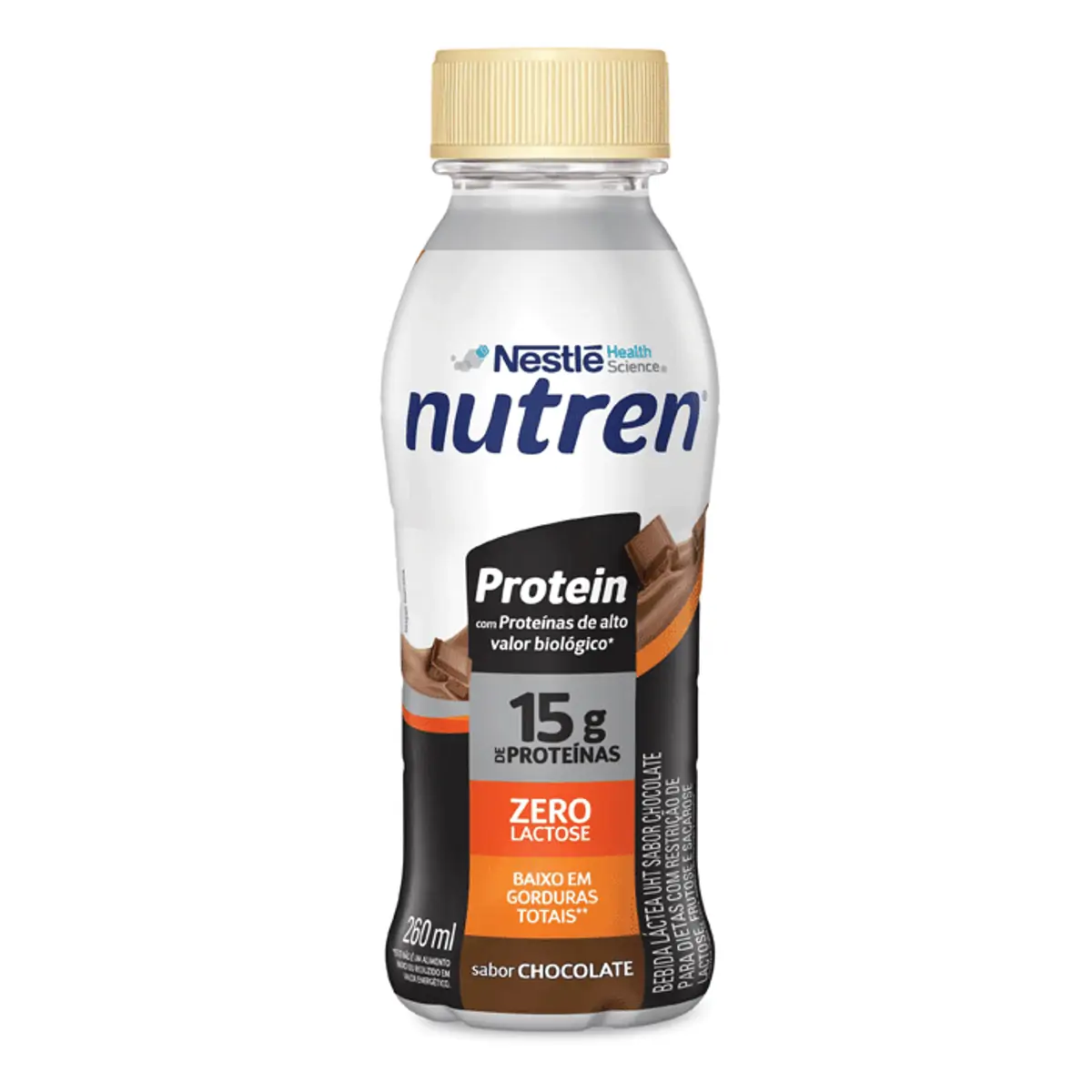 Bebida Láctea Uht Chocolate Zero Lactose Nutren Protein Frasco 260ml