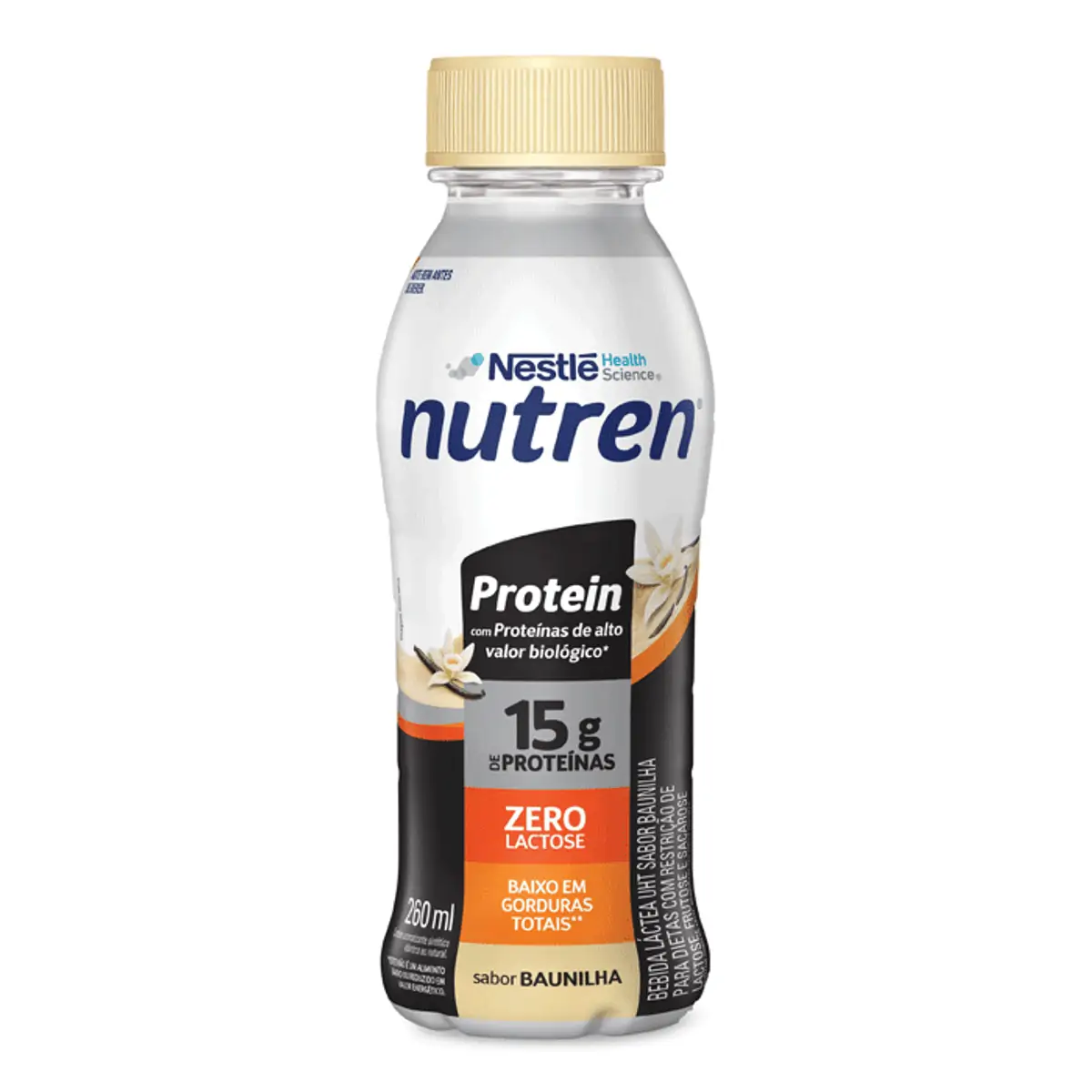 Bebida Láctea Uht Baunilha Zero Lactose Nutren Protein Frasco 260ml