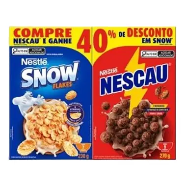 Kit Cereal Matinal Chocolate Nescau 270g Snow Flakes 230g Grátis 40 De Desconto Em Snow