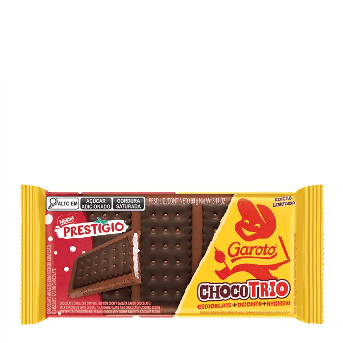 Chocolate Ao Leite Recheio Prestígio Garoto Chocotrio Pacote 90g