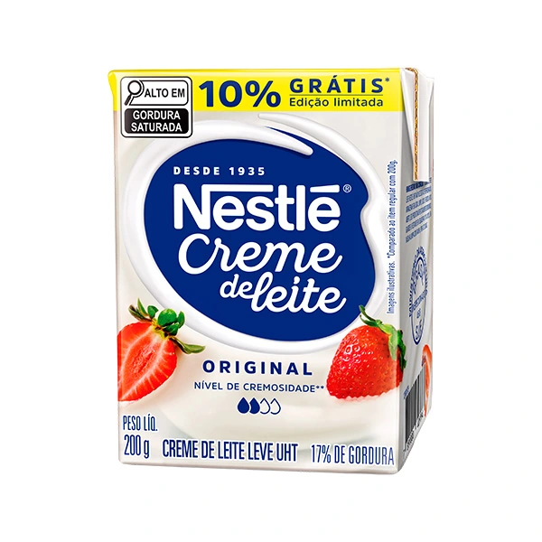 Creme De Leite Uht Leve Homogeneizado Original Nestlé Caixa 200g Grátis 10