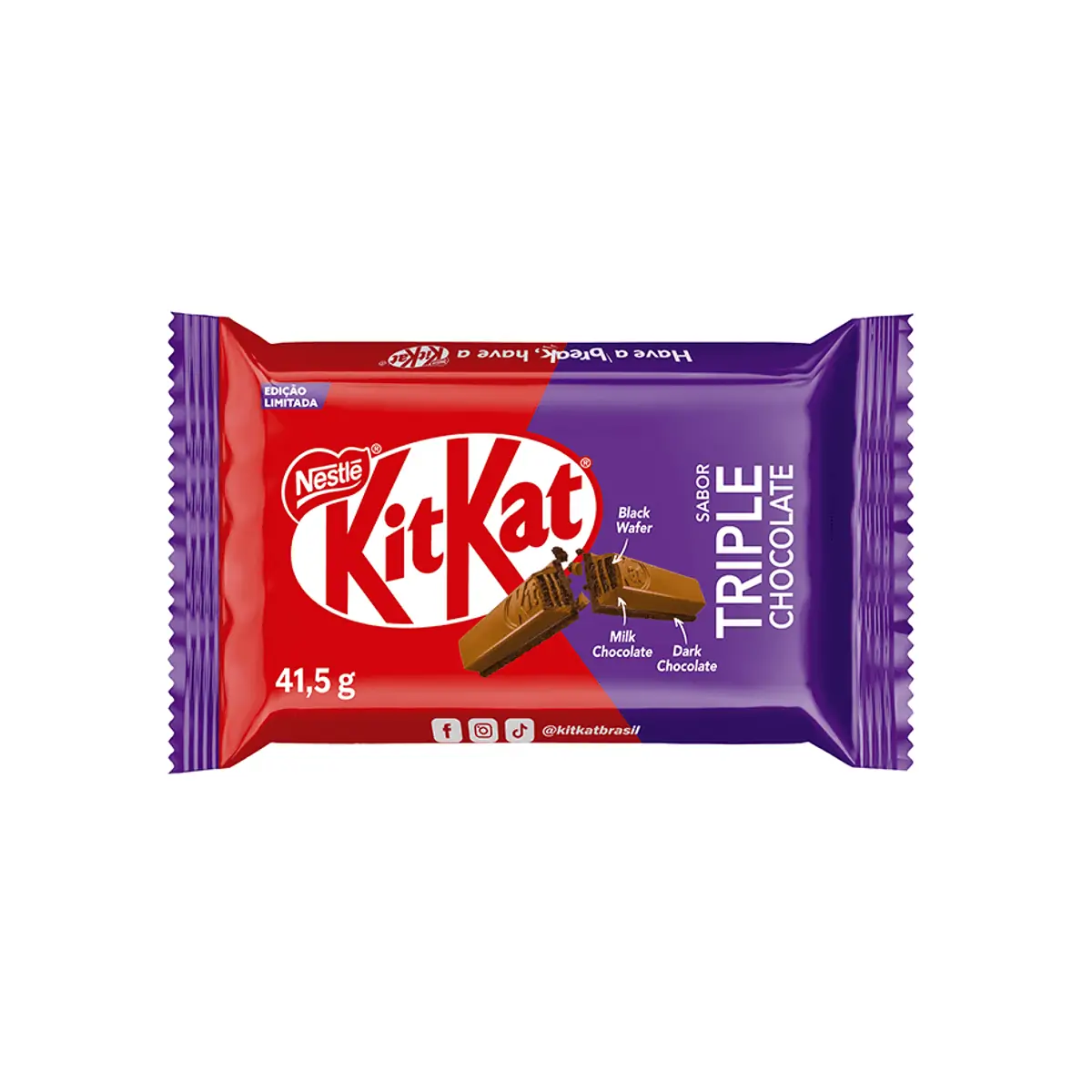 Wafer Triple Chocolate Cobertura Chocolate Ao Leite E Meio Amargo Kitkat Pacote 41,5g