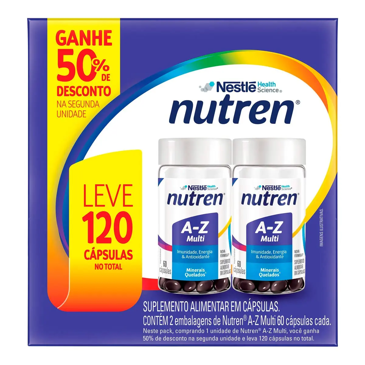 Suplemento Alimentar Nutren A-Z Multivitamínico 2 Unidades com 60 Cápsulas