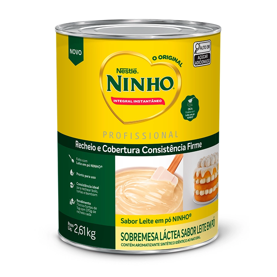 Recheio E Cobertura Integral Leite Em Pó Ninho Lata 2,61kg