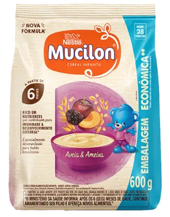 Cereal Infantil Aveia Ameixa Mucilon Pacote 600g Embalagem Econômica