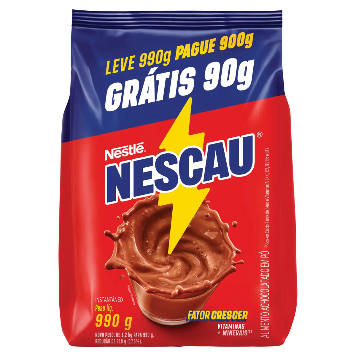 Achocolatado Pó Nescau Pacote Leve 990g Pague 900g