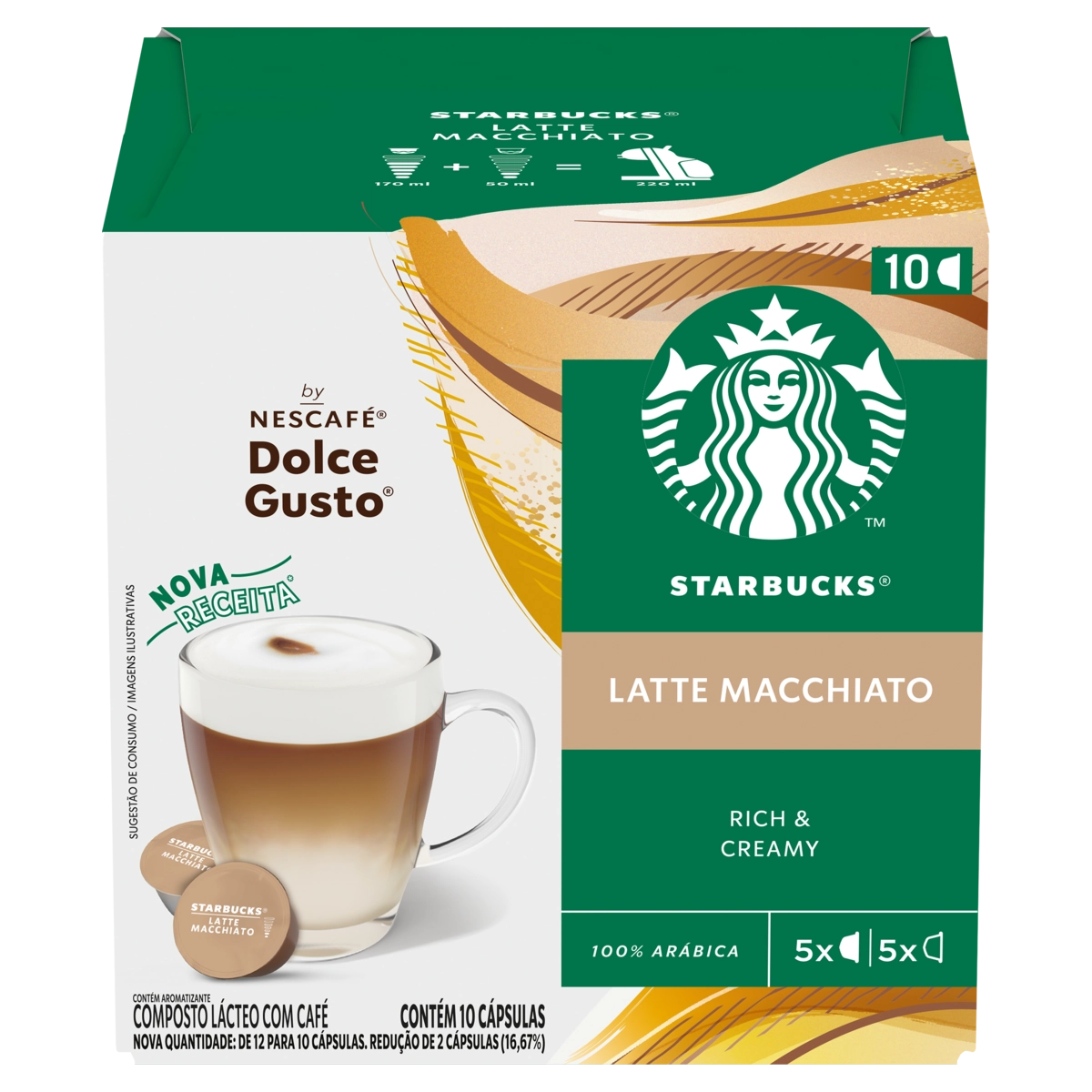 Café Com Leite Em Cápsula Latte Macchiato Starbucks Caixa 107,5g 10 Unidades
