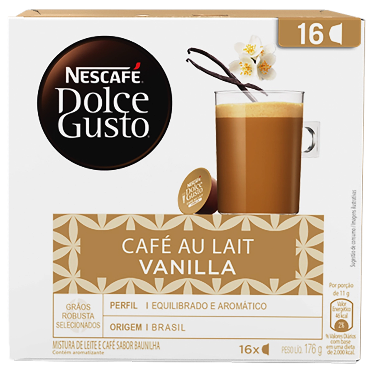 Café Au Lait Em Cápsula Baunilha Nescafé Dolce Gusto Caixa 176g 16 Unidades