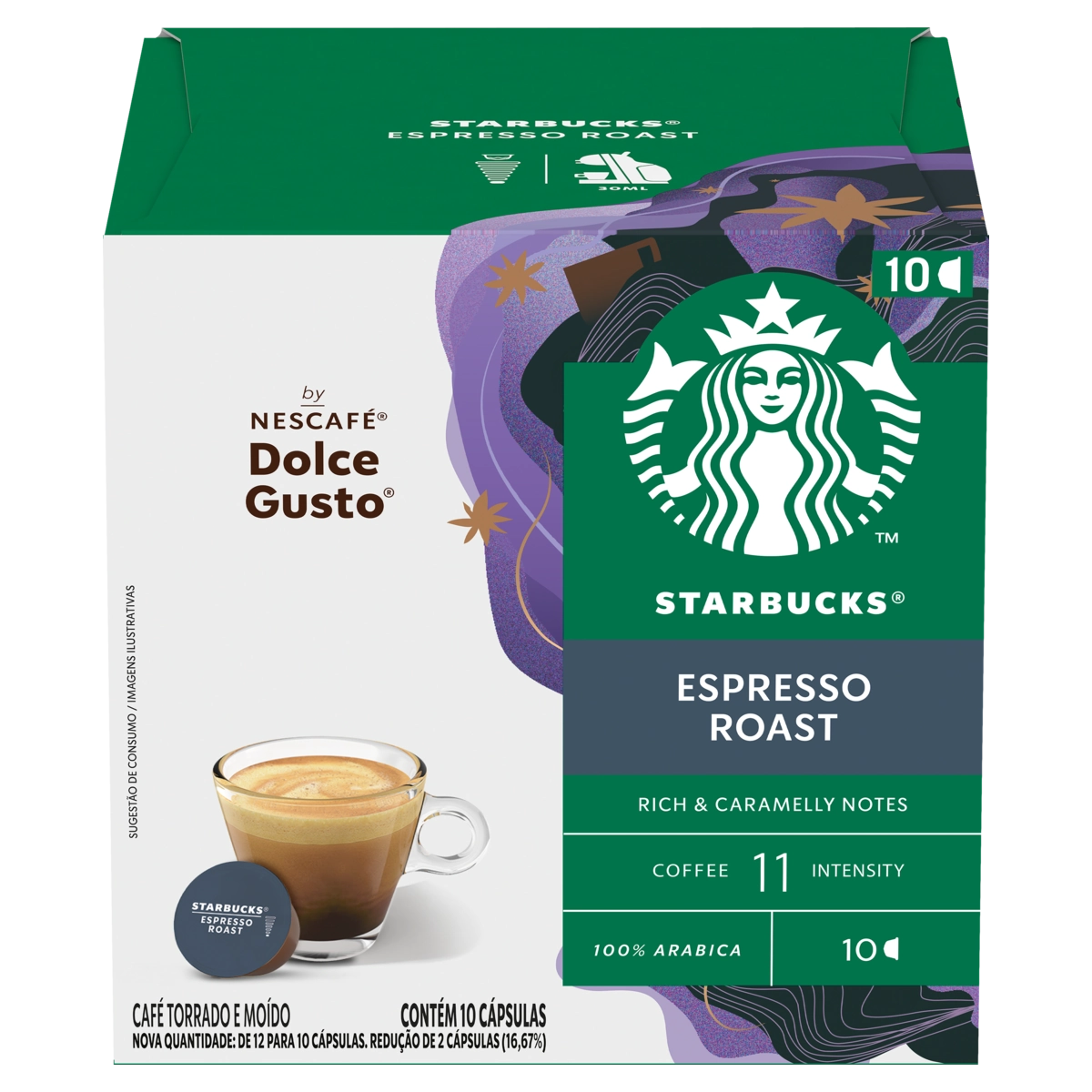 Café Em Cápsula Torrado E Moído Espresso Roast Starbucks Caixa 55g 10 Unidades