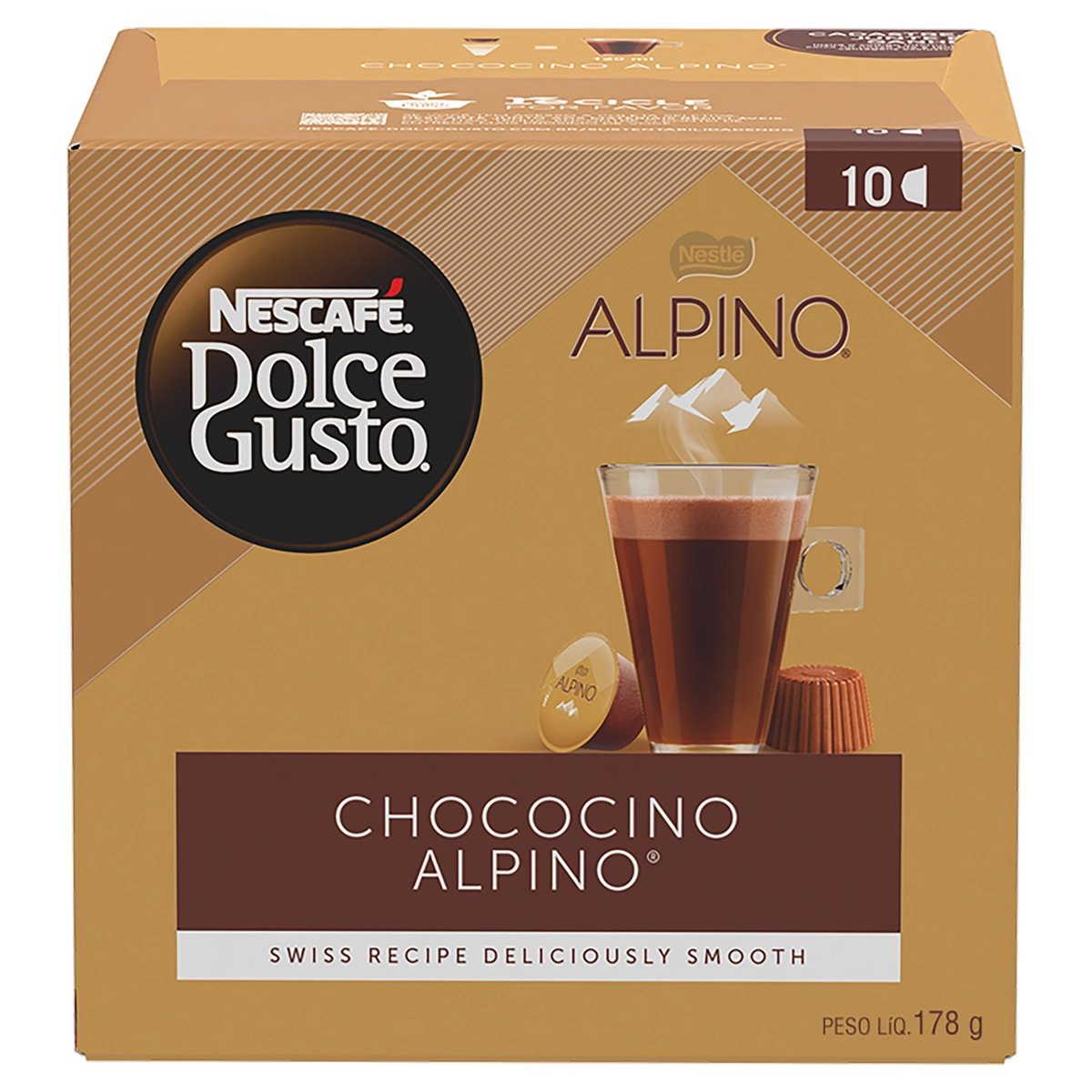Chococino em Cápsula Alpino Nescafé Dolce Gusto Caixa 178g 10 Unidades