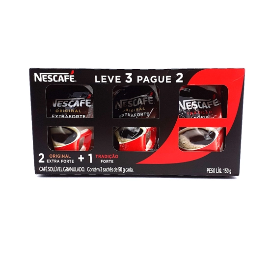 Kit 2 Cafés Solúveis Granulado Extraforte Original 1 Forte Tradição Nescafé 50g Cada Leve 3 Pague 2