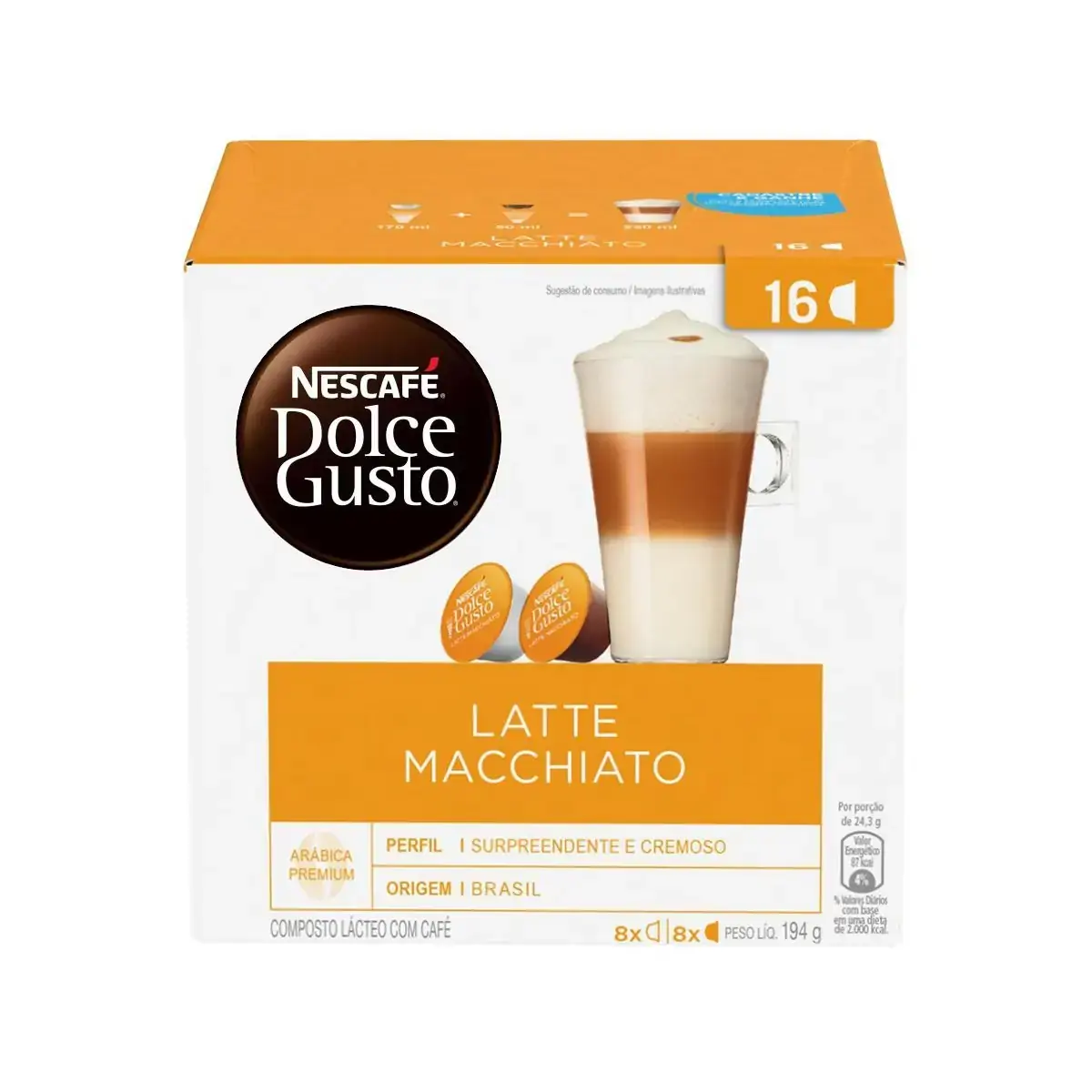 Café em Cápsula NESCAFÉ DOLCE GUSTO Latte Macchiato 16 Cápsulas