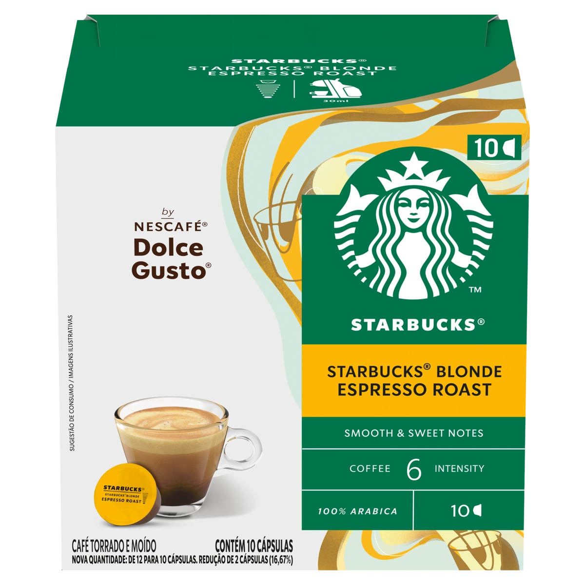 Café Em Cápsula Torrado E Moído Blonde Espresso Roast Starbucks Caixa 55g 10 Unidades