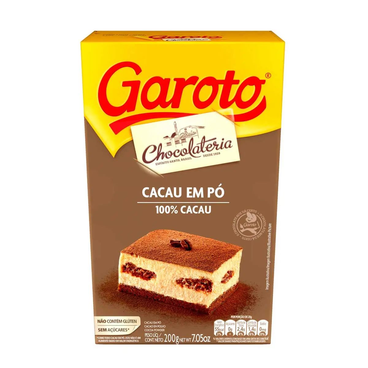 Chocolate em Pó 100% Cacau Garoto 200 g