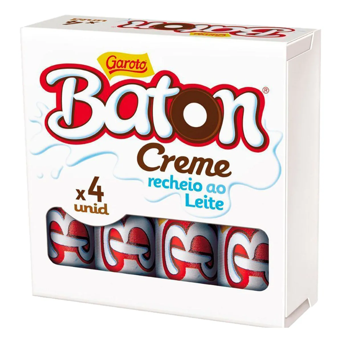 Chocolate Creme Com Recheio Ao Leite Garoto Baton Caixa 64g 4 Unidades
