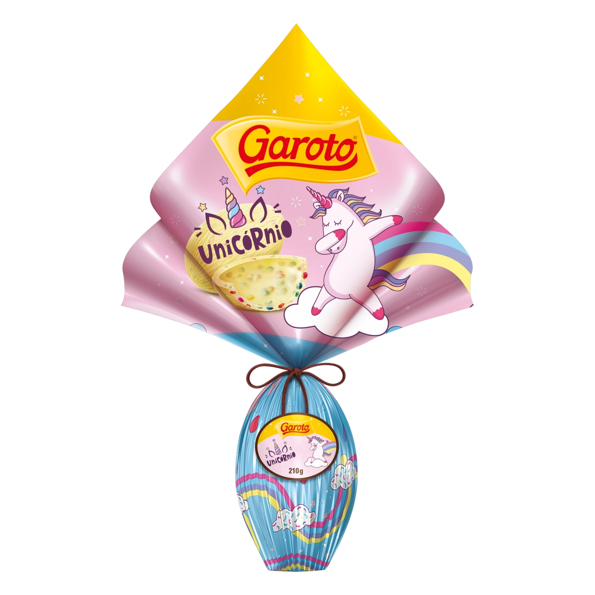 Ovo De Páscoa Branco Com Pastilhas De Chocolate Coloridas Unicórnio Garoto 210g