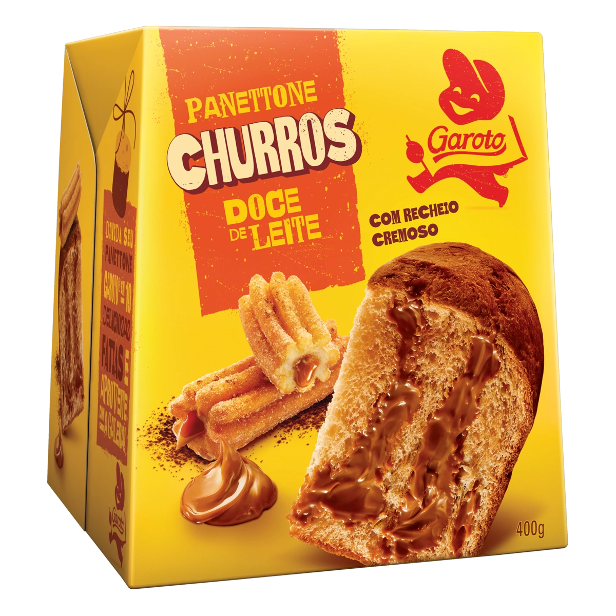 Panettone Churros Recheio Doce De Leite Garoto Caixa 400g