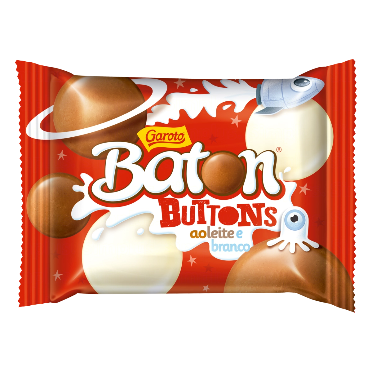 Chocolate Ao Leite E Branco Garoto Baton Buttons Pacote 32g