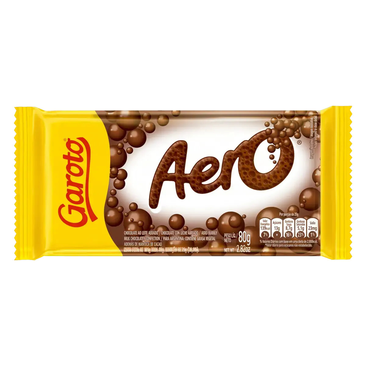 Chocolate Ao Leite Aerado Garoto Aero Pacote 80g