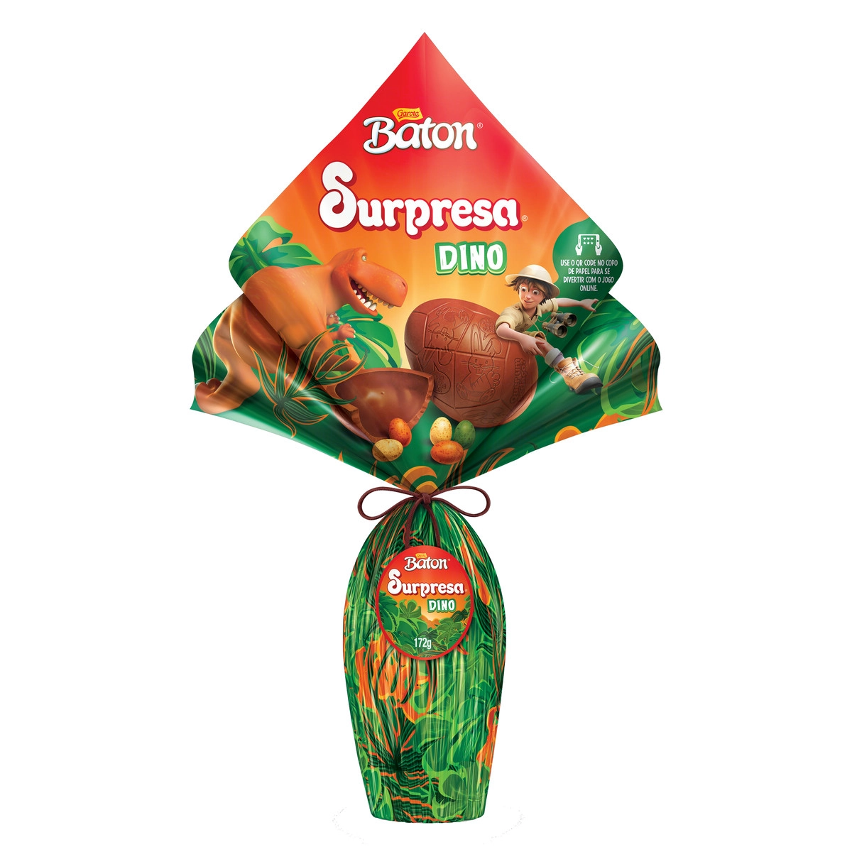Ovo De Páscoa Ao Leite Dino Garoto Baton Surpresa 172g
