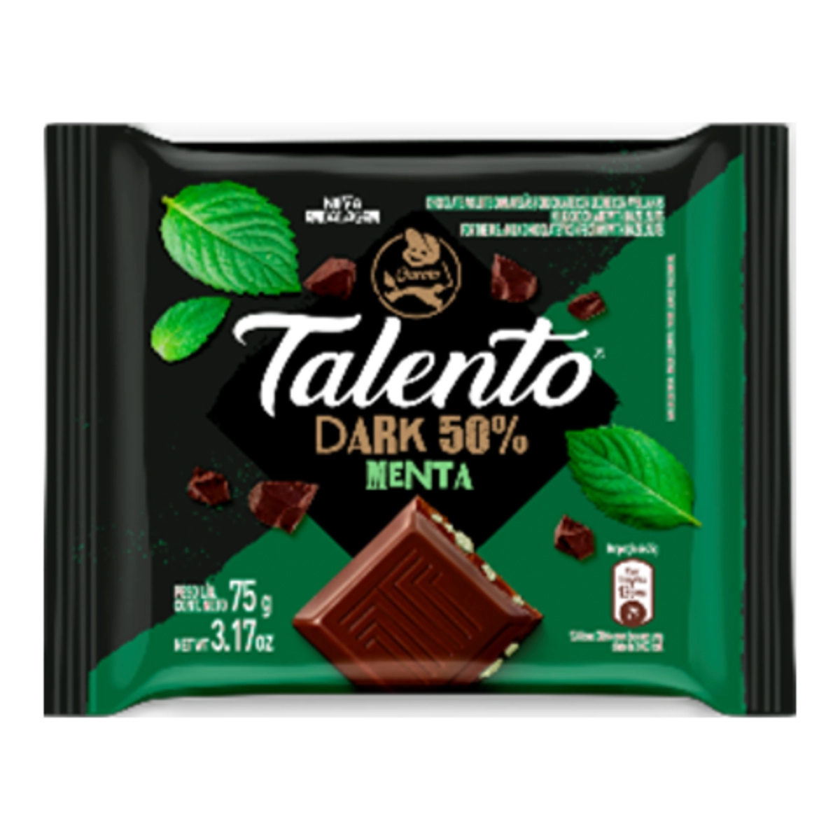 Chocolate Dark 50% Cacau Menta Garoto Talento Pacote 75g