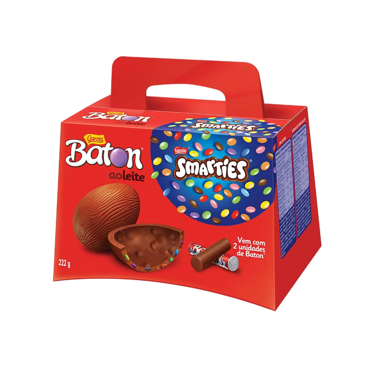 Ovo de Páscoa Chocolate ao Leite Baton Smarties Garoto 222 g