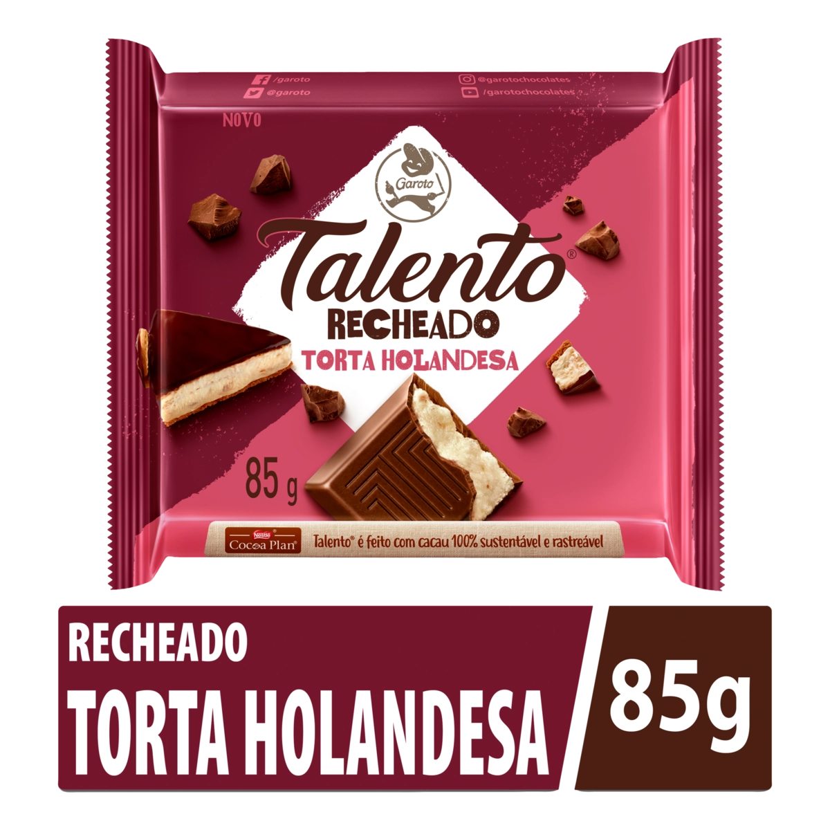 Chocolate Ao Leite Recheio Torta Holandesa Garoto Talento Pacote 85g