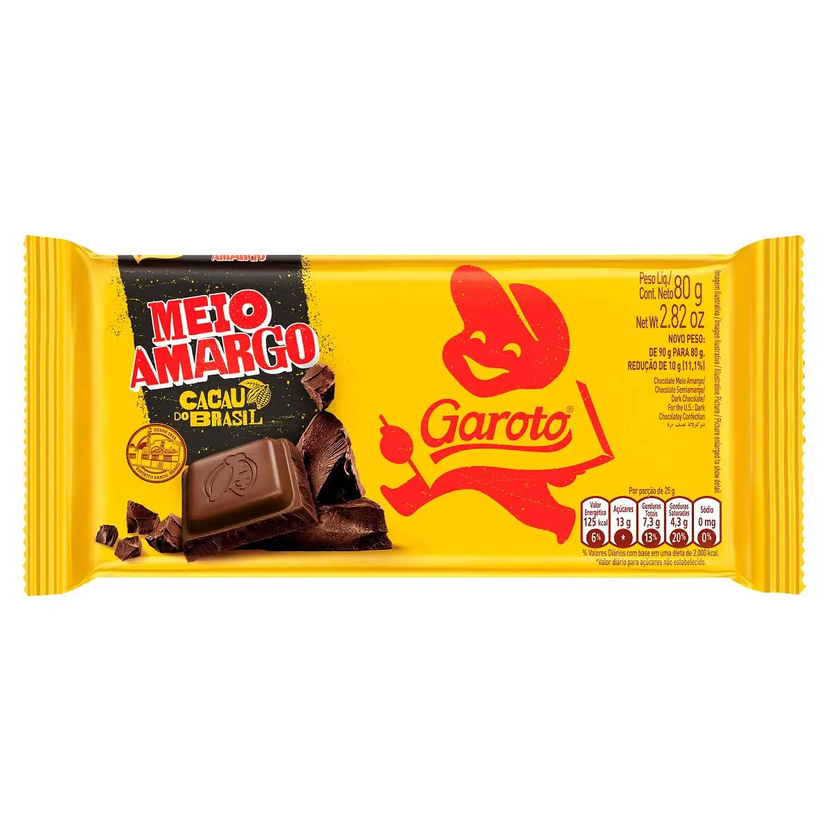 Chocolate Garoto Meio Amargo Tablete 80g