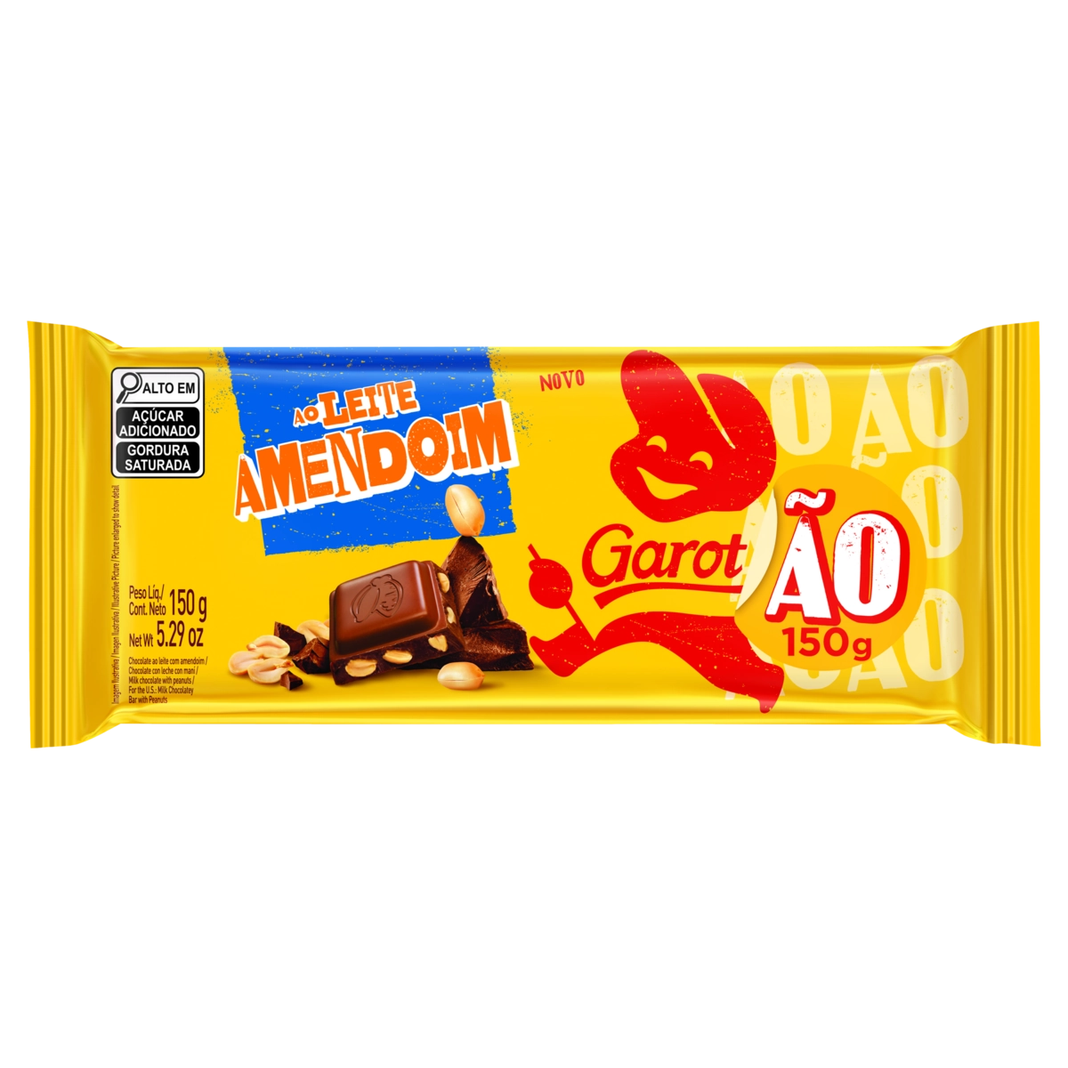 Chocolate Ao Leite Amendoim Garotão Pacote 150g