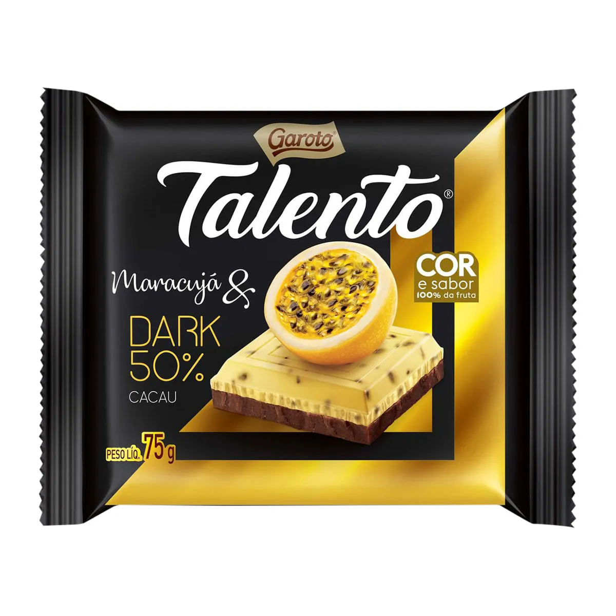 Chocolate Dark 50 Cacau Com Maracujá Garoto Talento Pacote 75g
