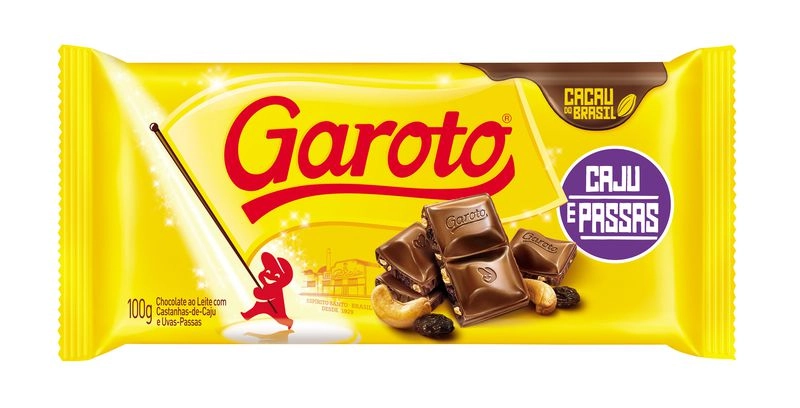 Tablete De Chocolate Leite/caju/passas 150g Garoto