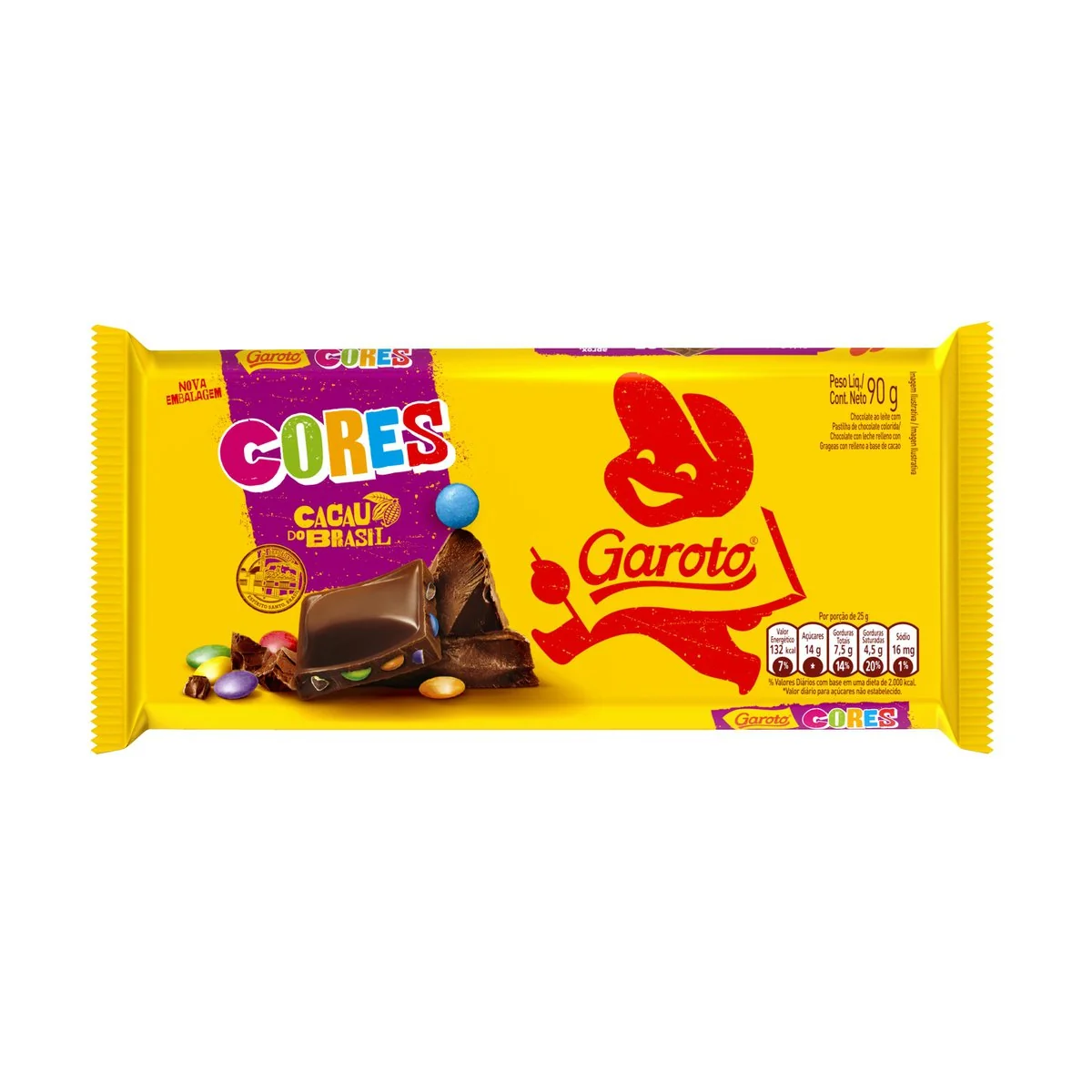 Chocolate ao Leite com Confeitos de Chocolate Garoto Cores - 90g
