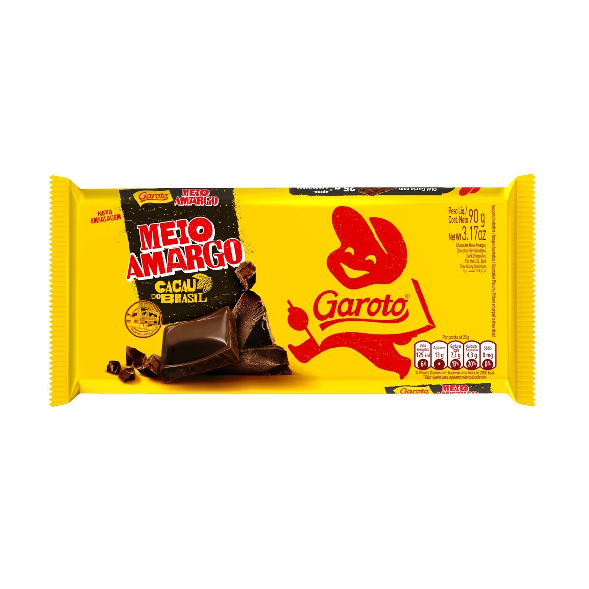 Chocolate Meio Amargo Garoto - 90g