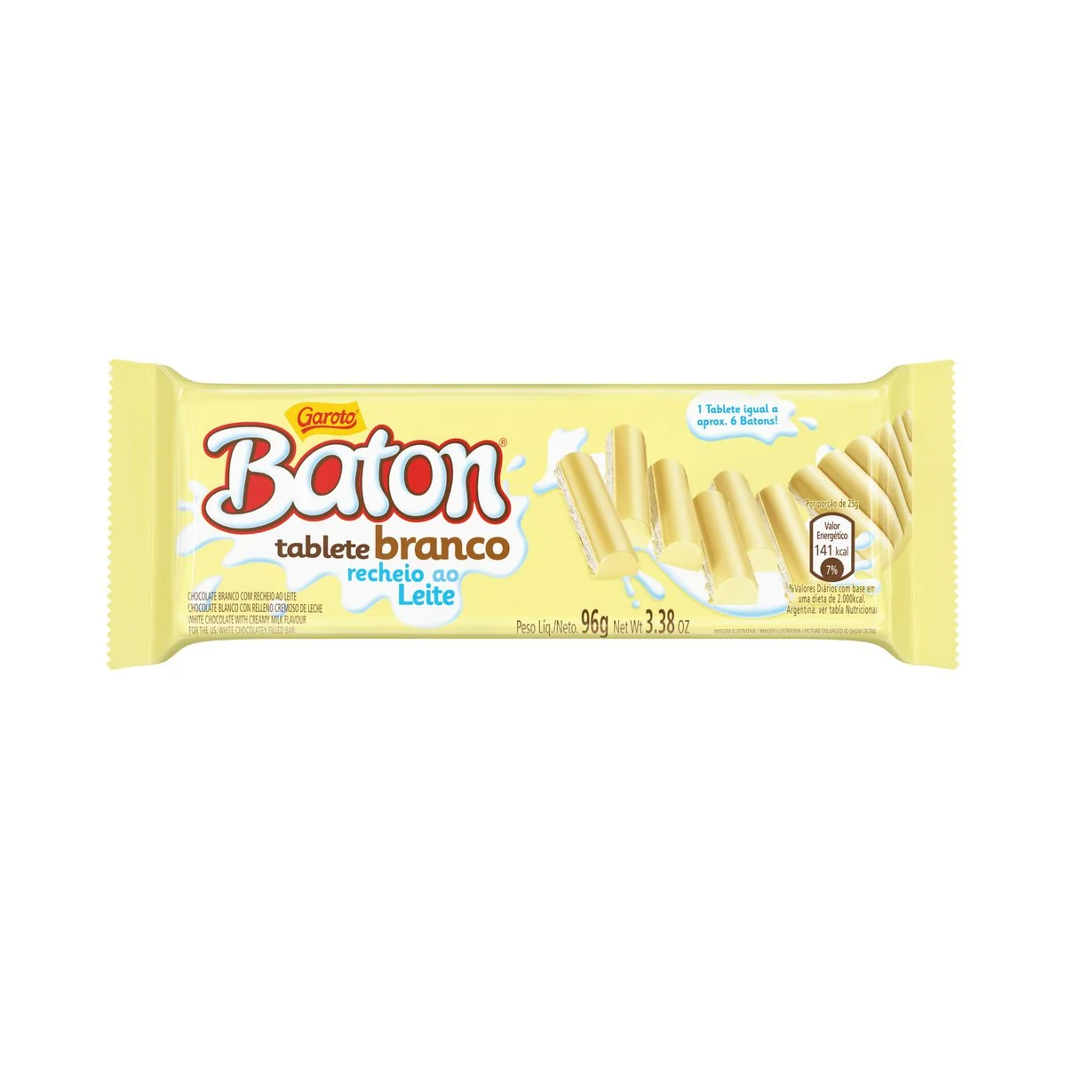 Choc Baton Tablete Bco Rech Creme 96g
