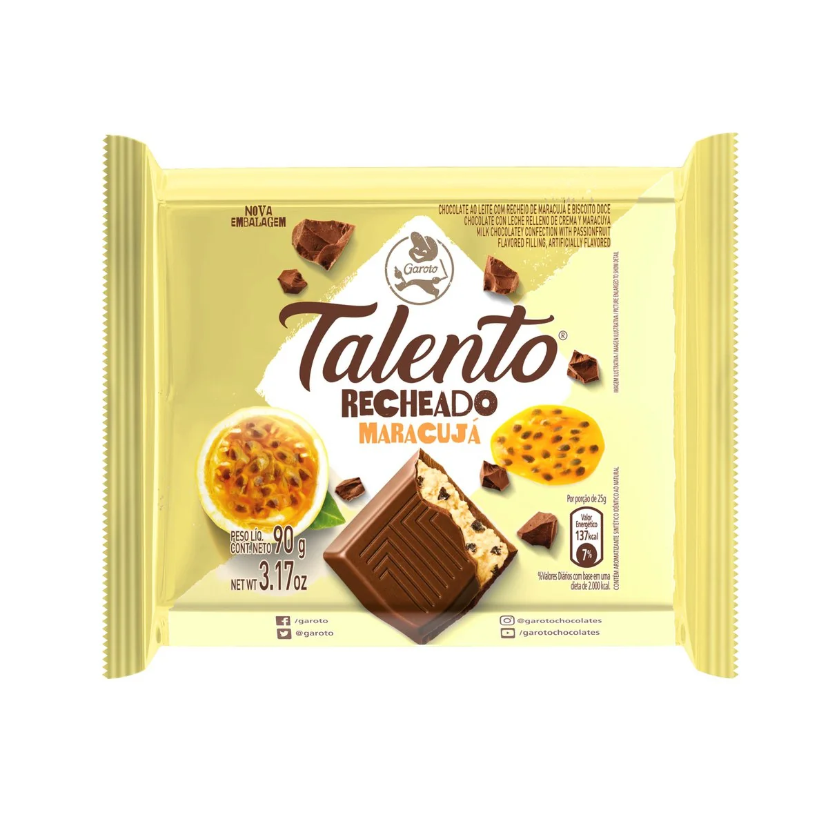 Choc Garoto Talento Rech Maracuja 90g