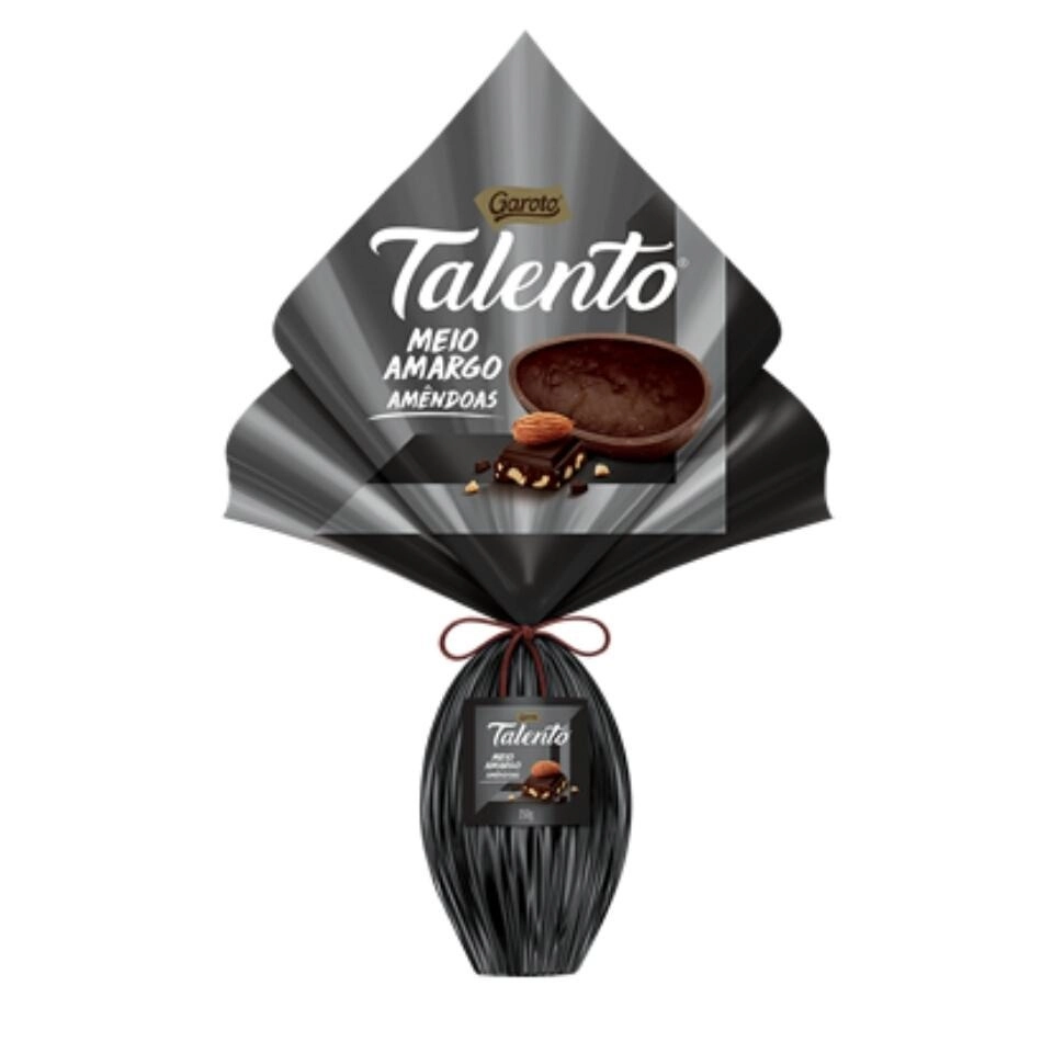Ovo De Páscoa Meio Amargo Talento Amêndoas Garoto 350g