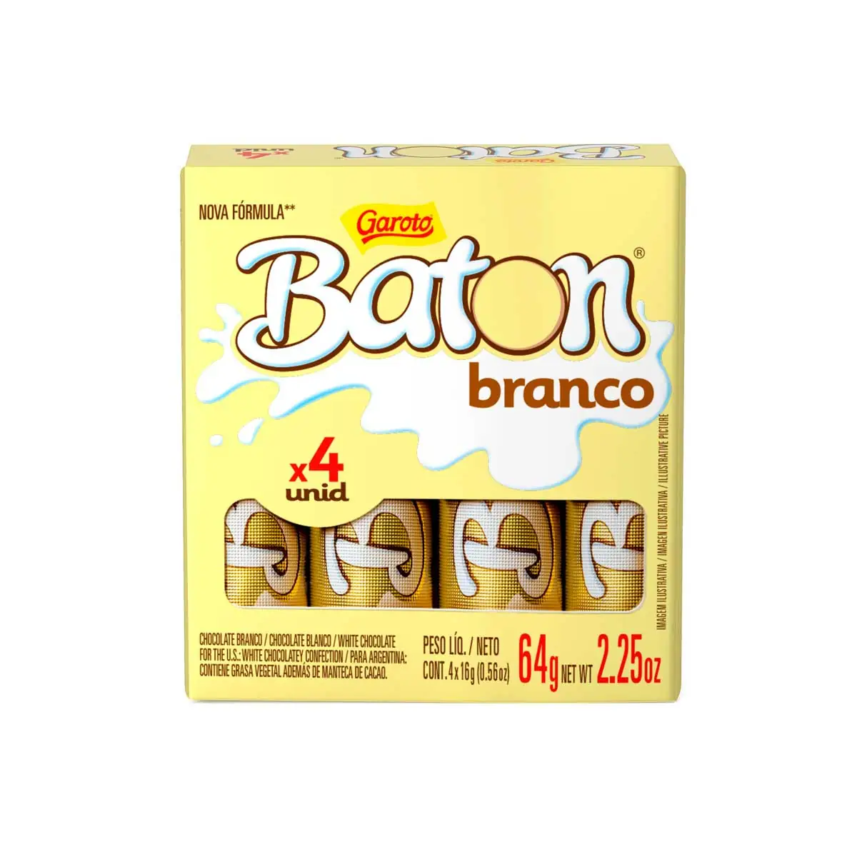 Chocolate Branco Baton 4 Unidades
